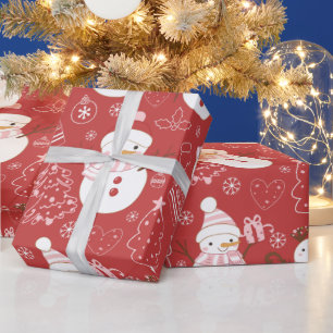 Papel De Regalo Snowmen Árboles de Navidad regalos de corazón Navi
