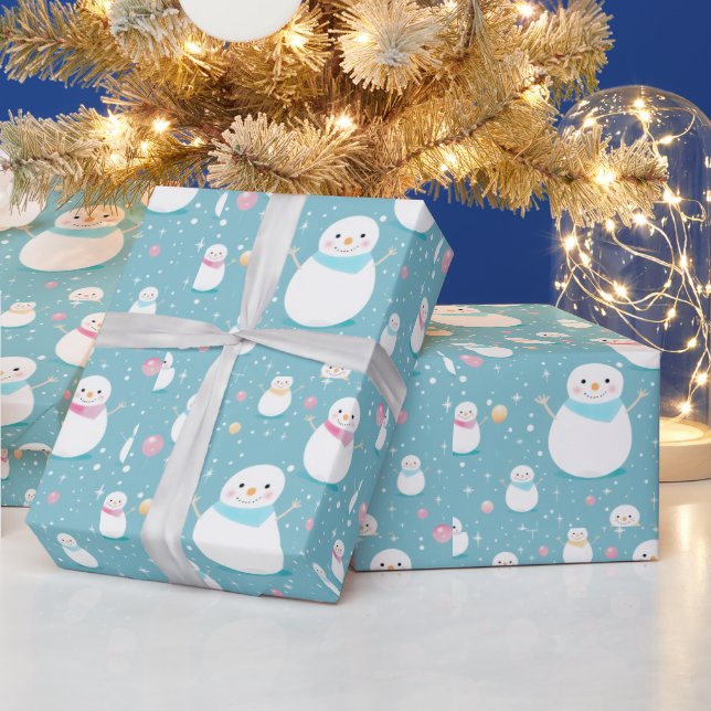 Papel De Regalo Snowmen Copos de nieve globos Navidades modernos (Vacaciones)