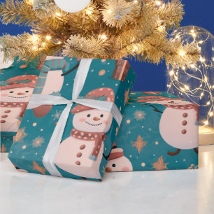 Papel De Regalo Snowmen Copos de Nieve Navidades de Ornamentos de 