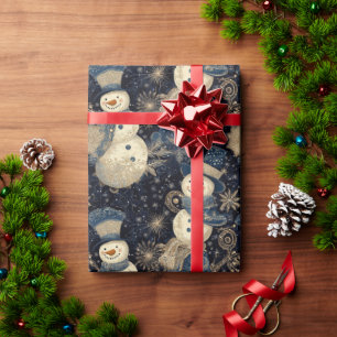 Papel De Regalo Snowmen lindo con diseño de copos de nieve