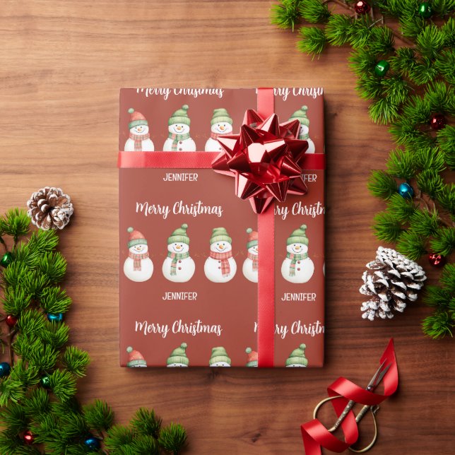 Papel De Regalo Snowmen personalizado de navidad (Regalo de vacaciones)