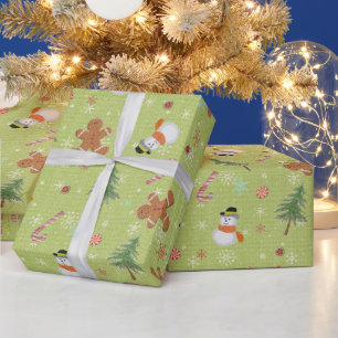 Papel De Regalo Snowmen y Candy Canes