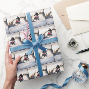 Papel De Regalo Snowmobiler Aéreo En Nube De Nieve