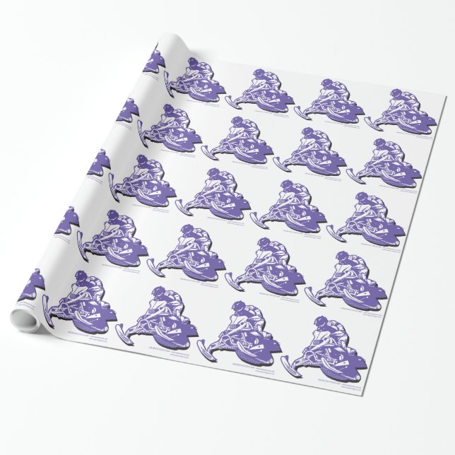 Papel De Regalo Snowmobiler púrpura (Desenrollado)