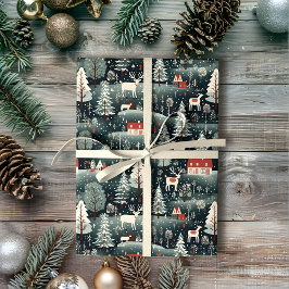 Papel De Regalo Snowy Winter Farmhouse