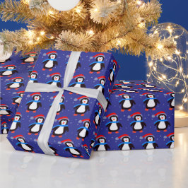 Papel De Regalo Snowy Winter Penguin 