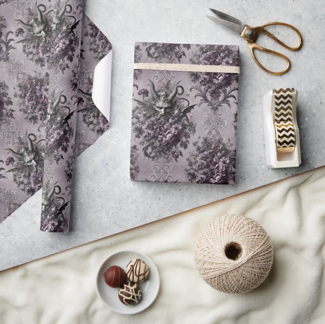 Papel De Regalo Soberano de los no muertos - Banda floral gótica (Artesanía)