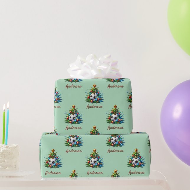 Papel De Regalo Soccer Wrapping Paper Christmas Custom Name Gift (Regalos de fiesta)