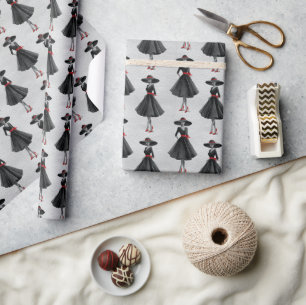 Papel De Regalo Sociedad del Pequeño Vestido Negro Carbón Moda