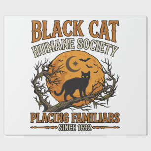 Papel De Regalo Sociedad Humanitaria del Gato Negro Halloween Luna