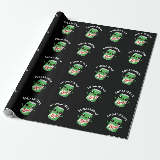 Papel De Regalo Soda-licious Funny Soda Pop Pun Dark BG (Desenrollado)