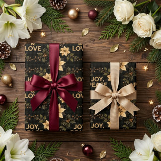 Papel De Regalo Sofisticada Alegría de Navidad Paz y Amor Vacacion