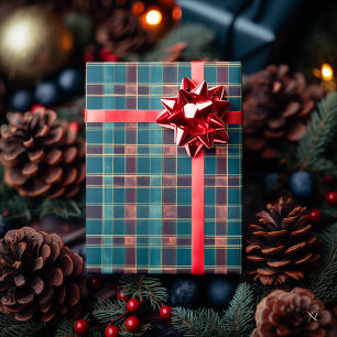 Papel De Regalo Sofisticado Blue and Burgundy Plaid - Clásico