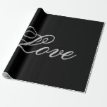 Papel De Regalo Sofisticado Boda de amor negro gris<br><div class="desc">Puede cambiar fácilmente las fuentes y los colores. También puede agregar su logotipo y la imagen de fondo como desee.</div>