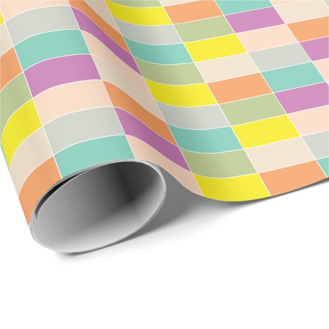 Papel De Regalo Soft Color Checkerboard (Esquina del rollo)