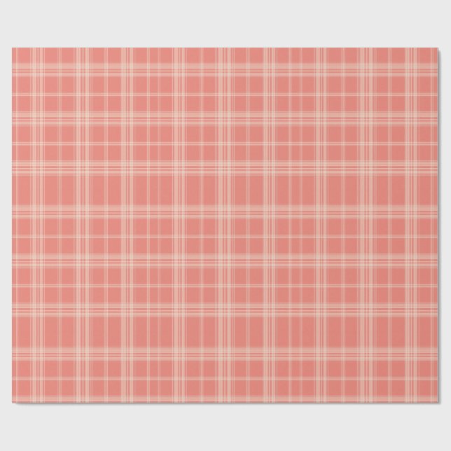 Papel De Regalo Soft Coral Plaid (Superficie plana)
