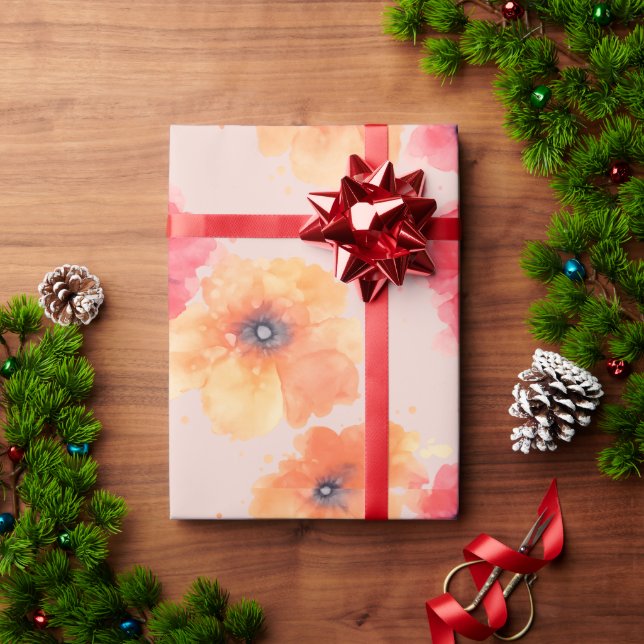 Papel De Regalo Soft Floral Blooms Wrapping Paper  (Regalo de vacaciones)