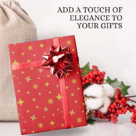 Papel De Regalo Soft Glow Golden Stars & Floral Petals Pattern