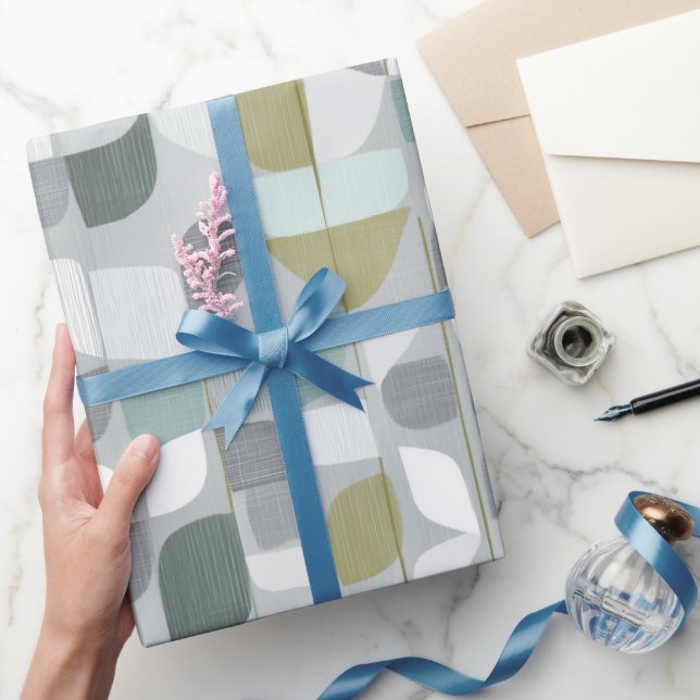 Papel De Regalo Soft Grey Sage Balance Abstract Pattern (Regalar)