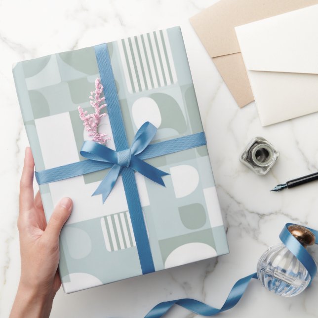 Papel De Regalo Soft Grey Sage Balance Abstract Pattern (Regalar)