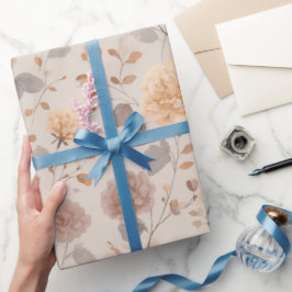 Papel De Regalo Soft Neutral Rose Beige Floral Pattern
