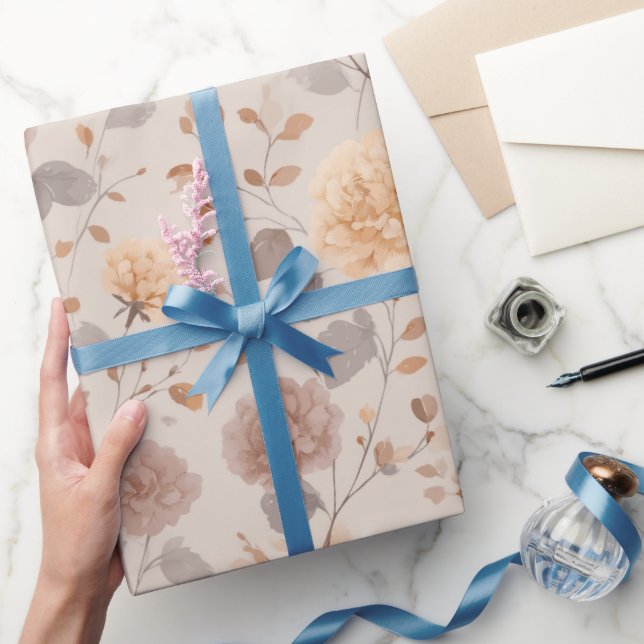 Papel De Regalo Soft Neutral Rose Beige Floral Pattern (Regalar)