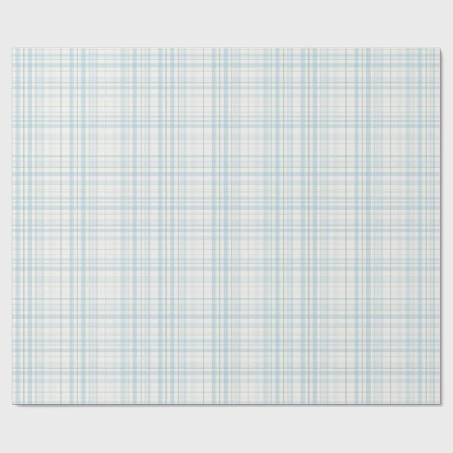 Papel De Regalo Soft Pastel Blue Linen Plaid (Superficie plana)