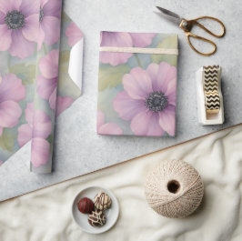Papel De Regalo Soft Pink Botanical Floral Wrapping Paper