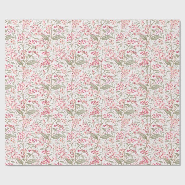 Papel De Regalo Soft Romantic Watercolor Pink Blossom Botanical (Superficie plana)