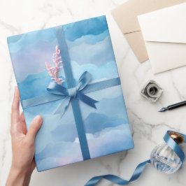 Papel De Regalo Soft Watercolor Blue Mist Sky Abstract Pattern