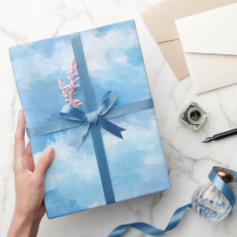 Papel De Regalo Soft Watercolor Blue Mist Sky Abstract Pattern