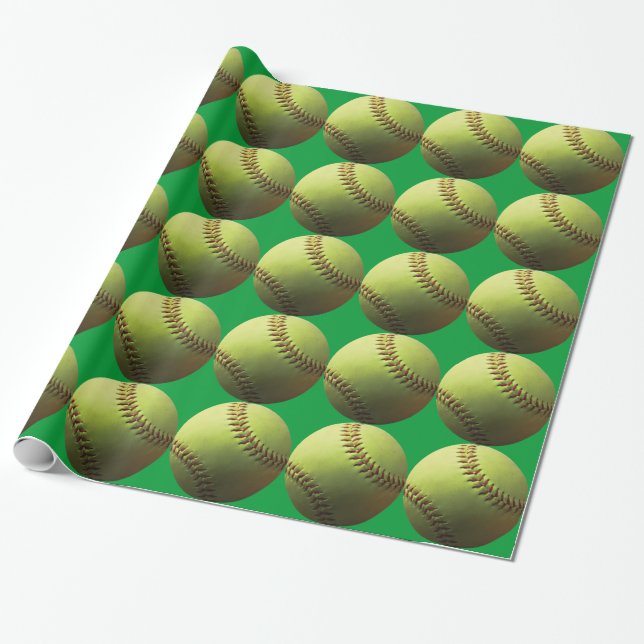 Papel De Regalo Softball amarillo (Desenrollado)