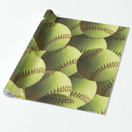 Papel De Regalo Softball amarillo cubierto
