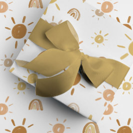 Papel De Regalo Sol bohemio y arcoíris en amarillo