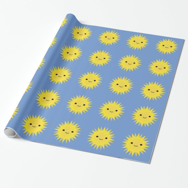 Papel De Regalo Sol sonriente kawaii lindo (Desenrollado)