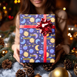 Papel De Regalo Sol y Luna Motivacionales Kawaii para Niños