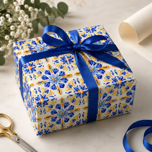 Papel De Regalo Solara Bloom Hand-Painted Sapphire and Amber