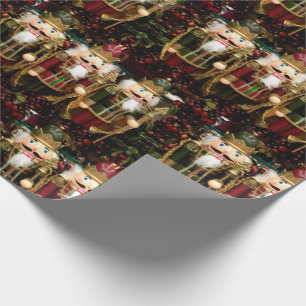 Papel De Regalo Soldados Cascanueces Dorados Navidad
