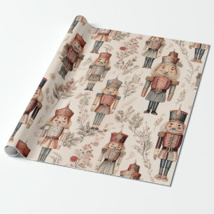 Papel De Regalo Soldados Cascanueces Vintage - Navidad Clásica