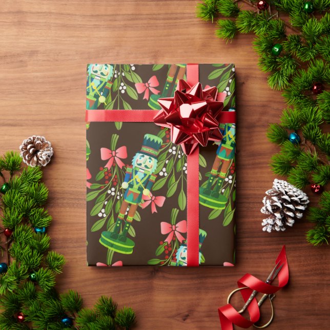 Papel De Regalo Soldados y mistletoes de los cazadores de nueces (Regalo de vacaciones)