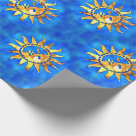 Papel De Regalo Soles del oro en el agua azul
