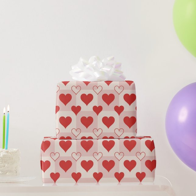 Papel De Regalo Solid and Outline Hearts Wrapping Paper (Regalos de fiesta)