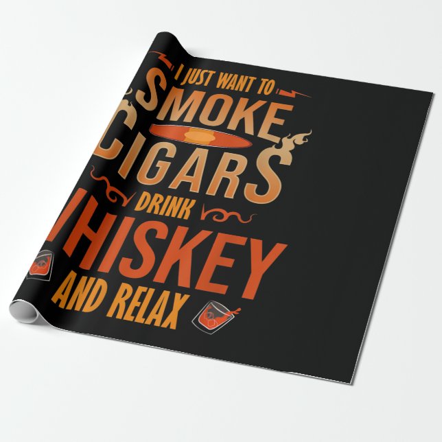 Papel De Regalo Solo Quiero Fumar Cigarros Beber Whiskey Relax (Desenrollado)