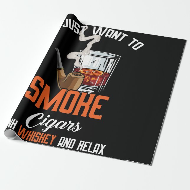 Papel De Regalo Sólo Quiero Que Los Cigarros Fumadores Beban Whisk (Desenrollado)
