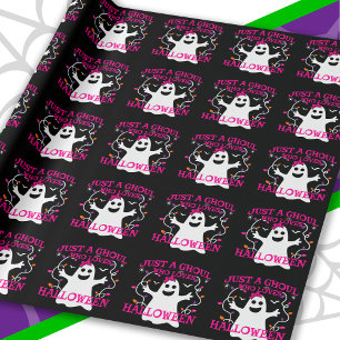 Papel De Regalo Sólo un Chica que ama al fantasma rosado de Hallow