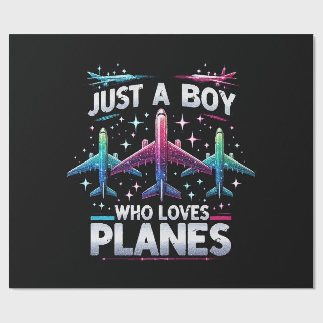 Papel De Regalo Solo un chico que ama los aviones (Superficie plana)