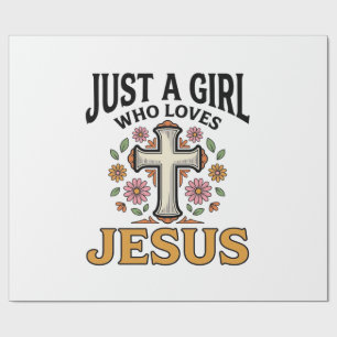 Papel De Regalo Solo una chica que ama a Jesús Camiseta de cruz fl
