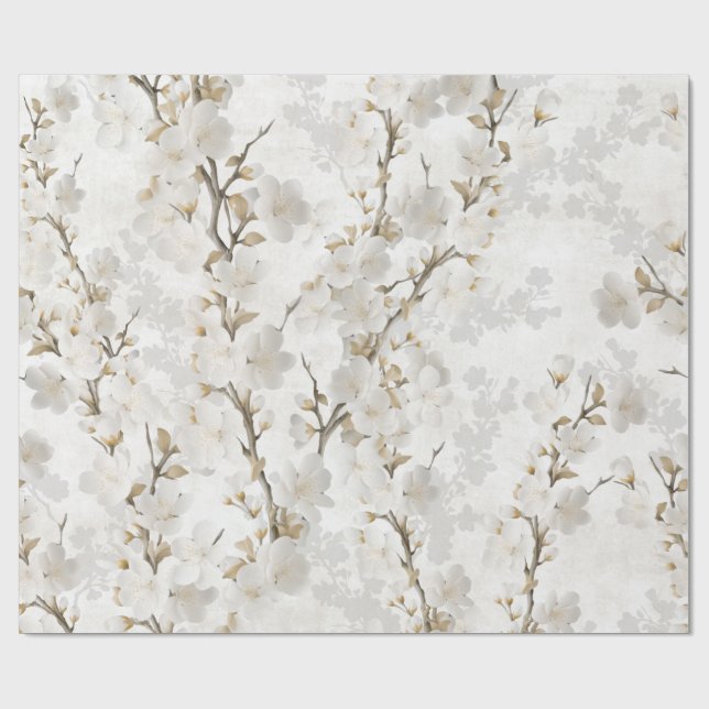 Papel De Regalo Sombras de bailarín de nubes de flores de cerezo (Superficie plana)
