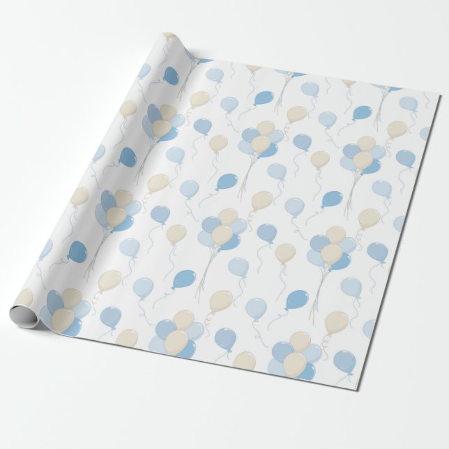 PAPEL DE REGALO SOMBRAS DE BALONES AZULES Y TÁN (Desenrollado)