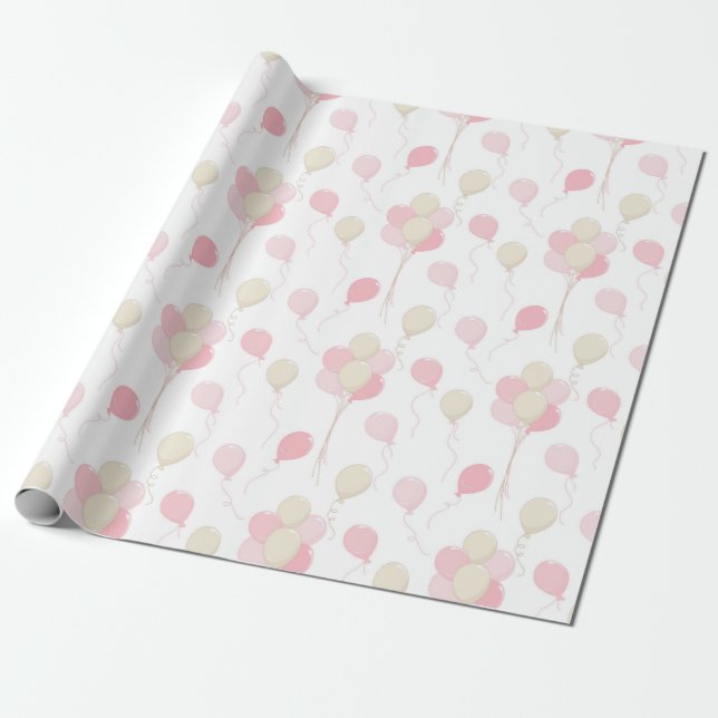 PAPEL DE REGALO SOMBRAS DE BALONES DE ROSA Y TÁN (Desenrollado)